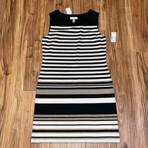 Dress barn women dress 8 medium stripe sleeveless sheath mini stretch career NWT